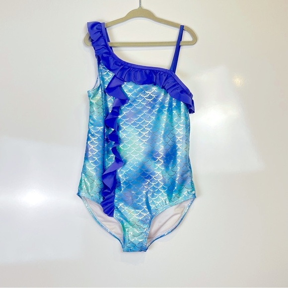 5 FOR $20 Girls Mermaid Inspired One-Shoulder Swimsuit - Picture 1 of 6
